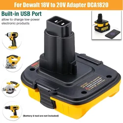 Adaptador de 20V a 18V para herramientas DeWalt adecuado para batería MAX XR de 20v DCB200 DCB201 DCB203 con puerto de salida USB-A