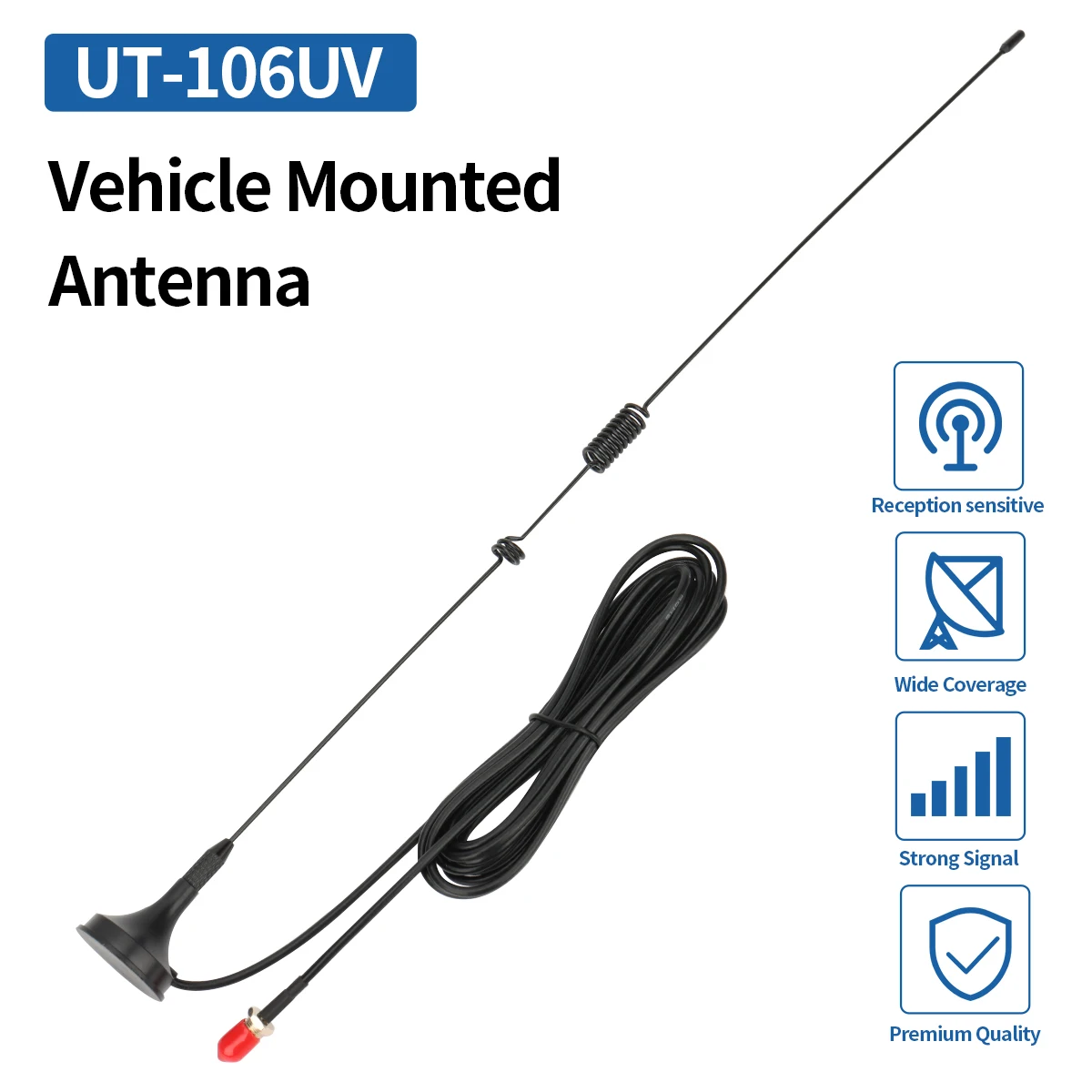 UT-106UV antena de coche Walkie Talkie magnético SMA-hembra VHF UHF antena integrada para UV-5R 5RH 21 Pro Quansheng UV-K5 Ham Radio - imagen 2