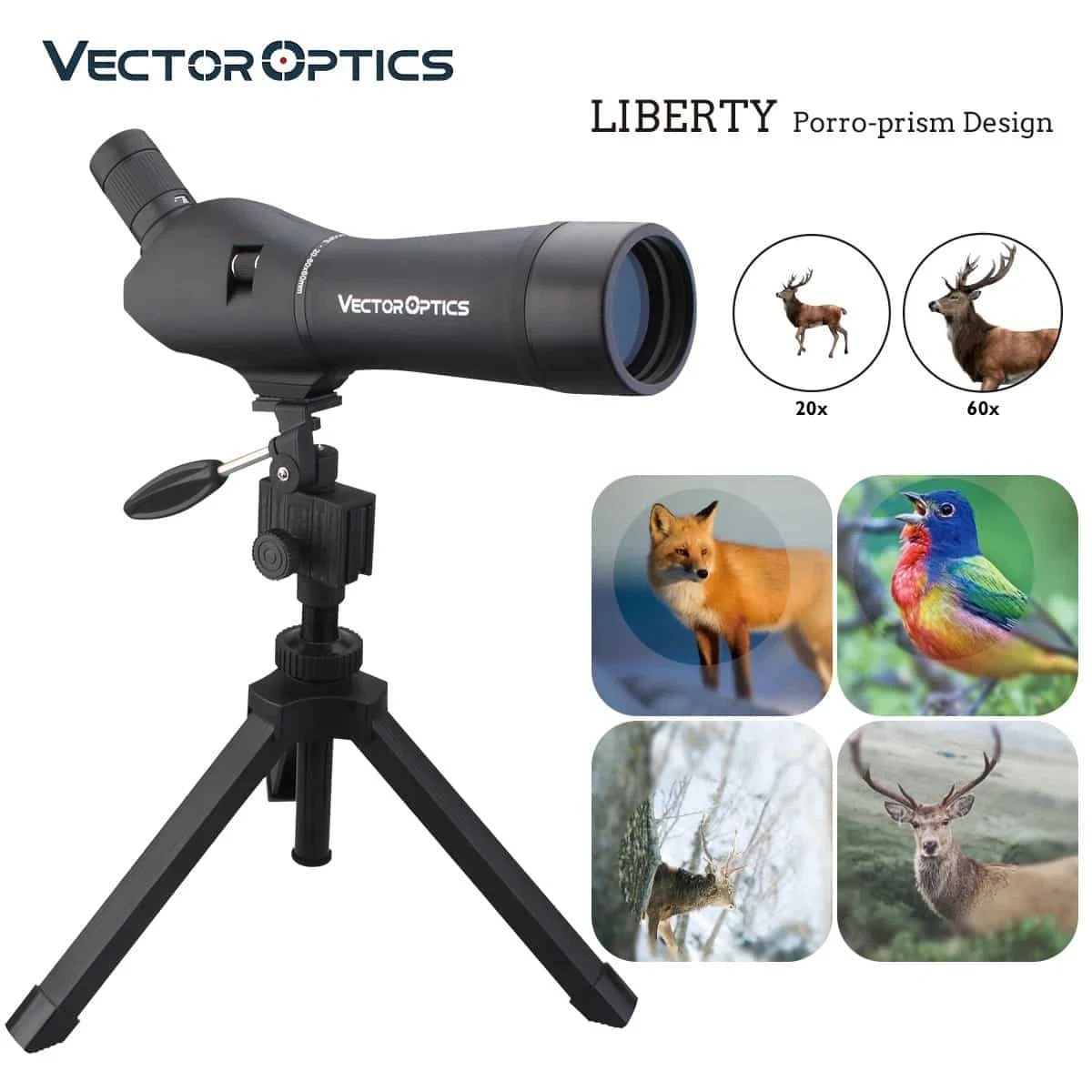 Vector Optics Liberty-telescopio de caza impermeable, monocular con trípode, equipo de Camping, 20-60x60 - imagen 2