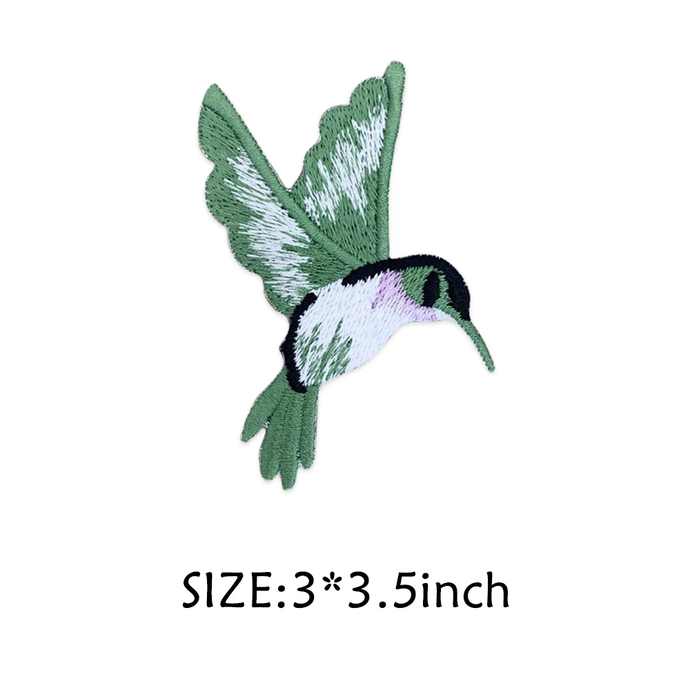 Parches bordados de pájaro verde, parches para planchar, insignias bordadas, apliques para chaquetas, ropa, trajes, bolsos, buena calidad, bonito - imagen 4
