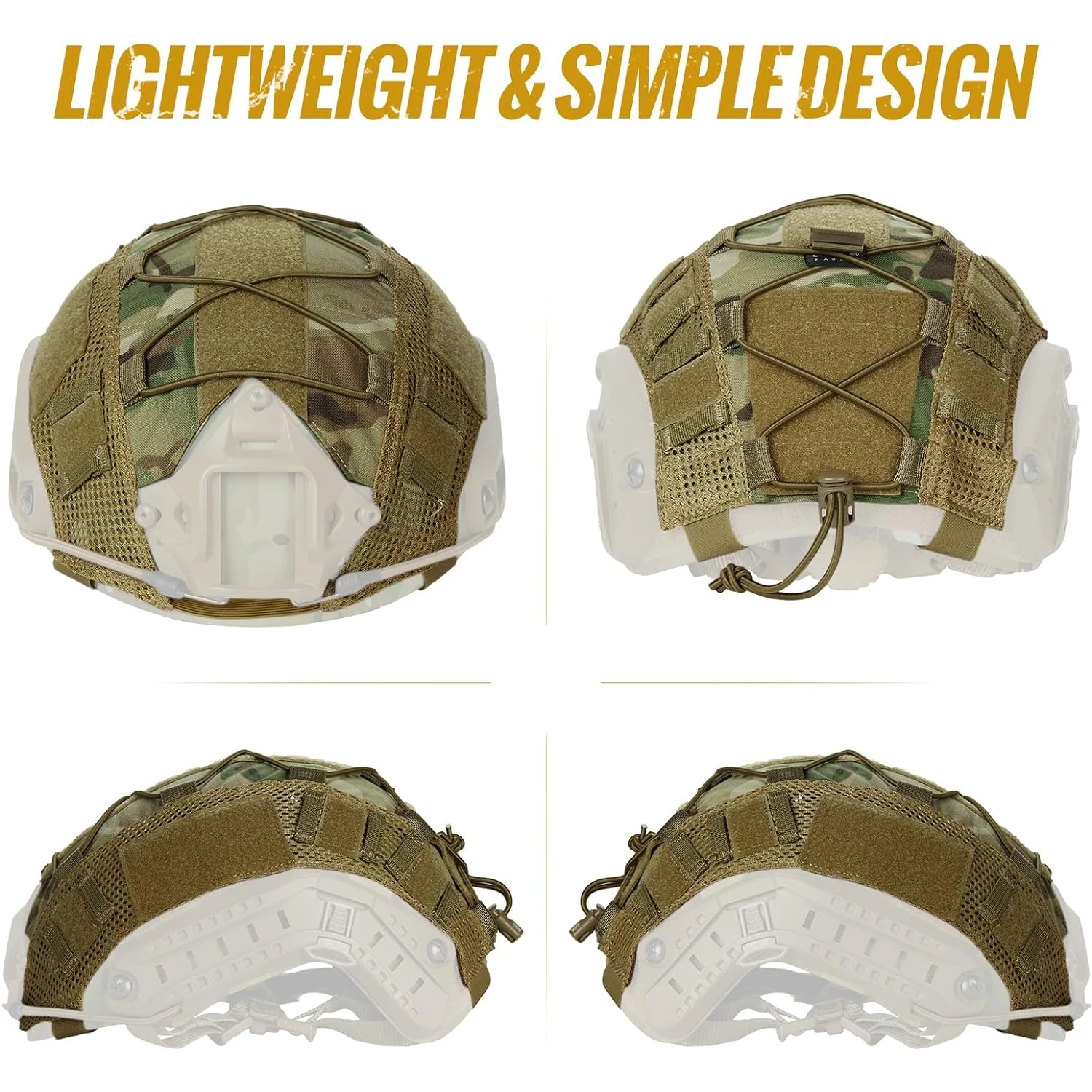 BOOIU-funda táctica para casco, gorro de camuflaje de tela para cascos rápidos Ops-Core, casco militar de Paintball Airsoft con cordón elástico - imagen 3