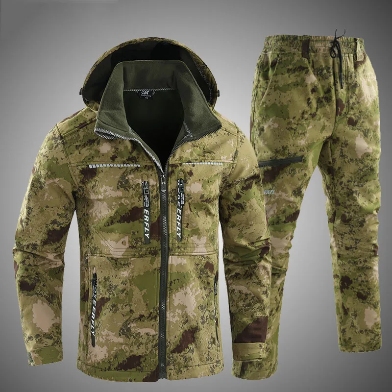 Traje de camuflaje de felpa verde pequeño ruso para hombre, chaqueta impermeable para hombre, traje de asalto de concha suave para montañismo al aire libre - imagen 5
