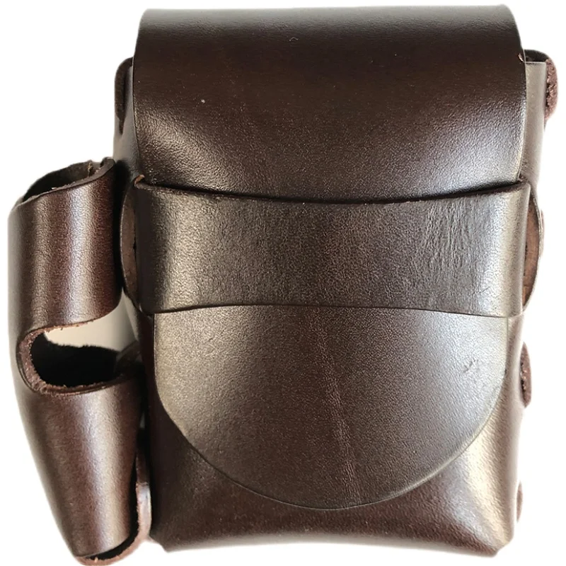 Paquete de cigarrillos de cuero de vaca puro hecho a mano para hombres, capa de plomo, bolsa de encendedor de cuero de vaca Real - imagen 5