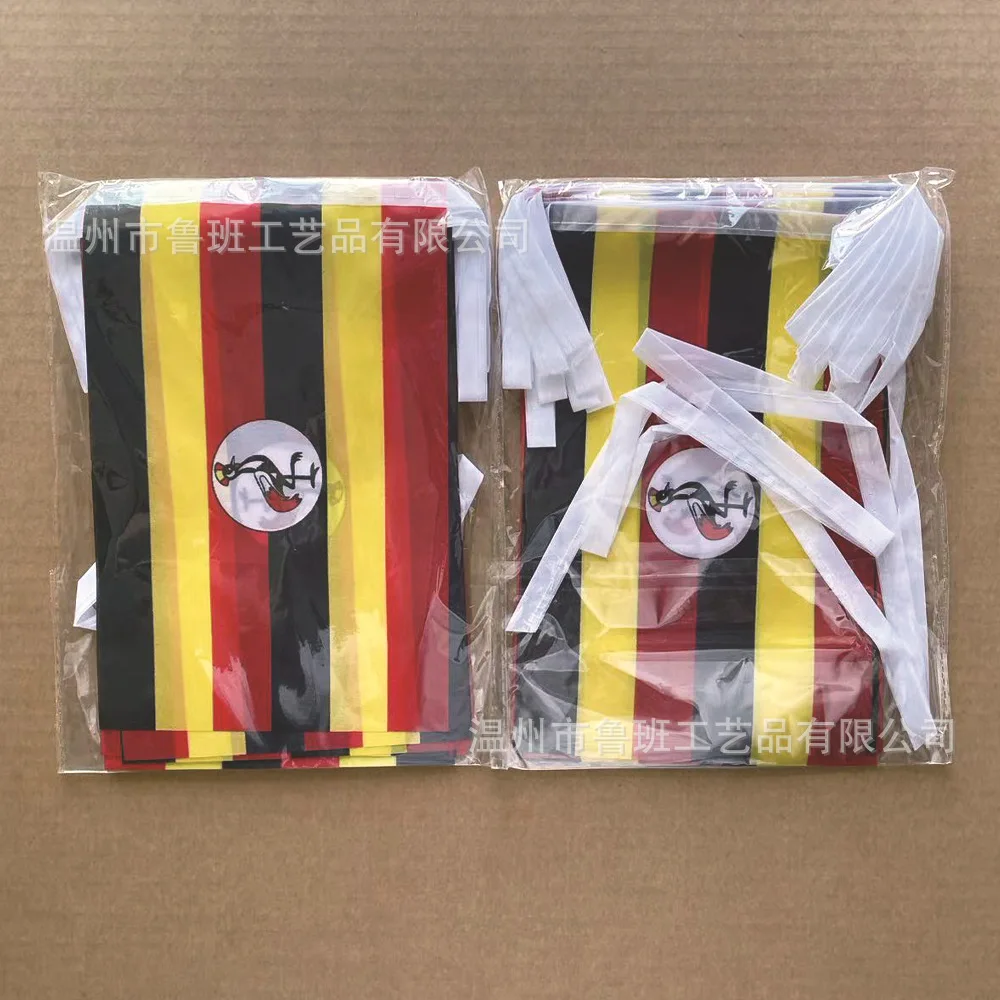 Banderines SKY FLAG Uganda, 14x21cm, 20 unids/lote, banderas de cuerda de Uganda, banderín para decoración de fiesta y Festival - imagen 2