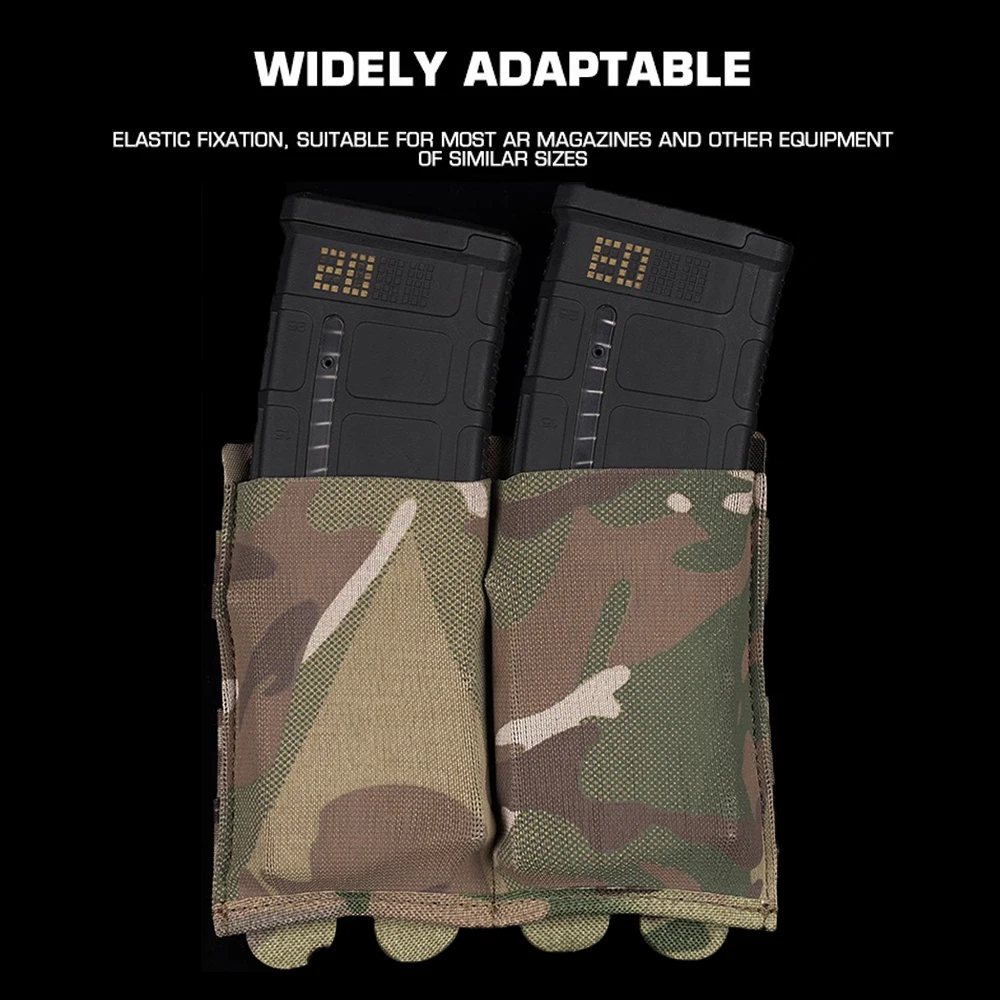 Bolsa táctica elástica doble Mag para 5,56 7,62 caza tiro Airsoft M4 bolsa para revistas tiro rápido MOLLE cinturón chaleco equipo - imagen 5