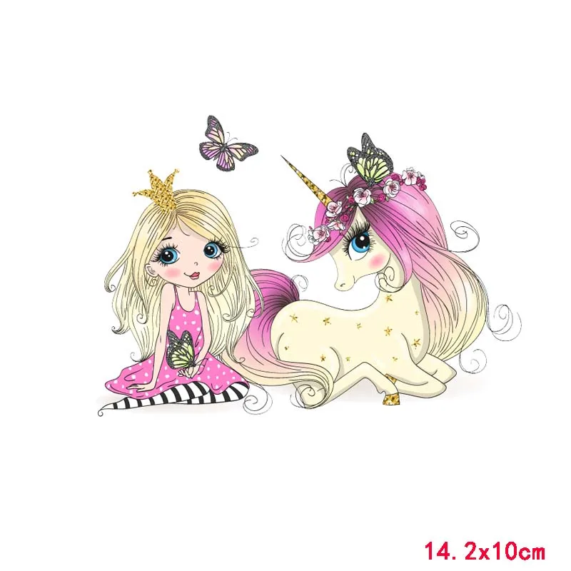 Unicornio hierro en transferencia DIY dibujos animados unicornio chica transferencia de calor parche para ropa Animal pegatina térmica ropa planchado apliques - imagen 5