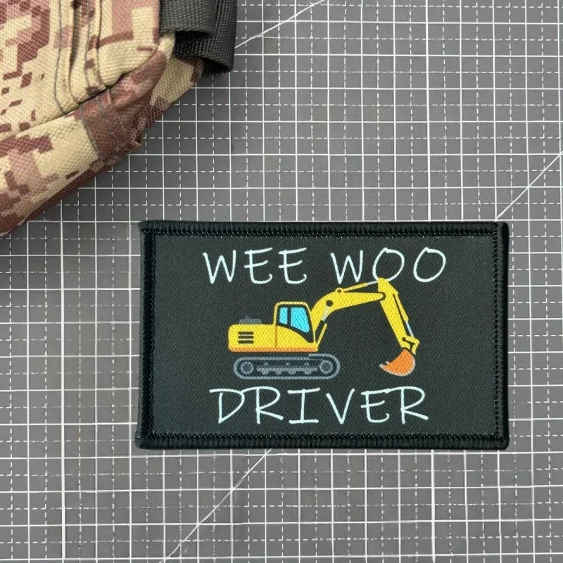 Parche con estampado de conductor WEE WOO, chaleco táctico, gancho y bucle, sombrero, insignia de moral, mochila, pegatinas decorativas, parches para brazalete para ropa - imagen 4