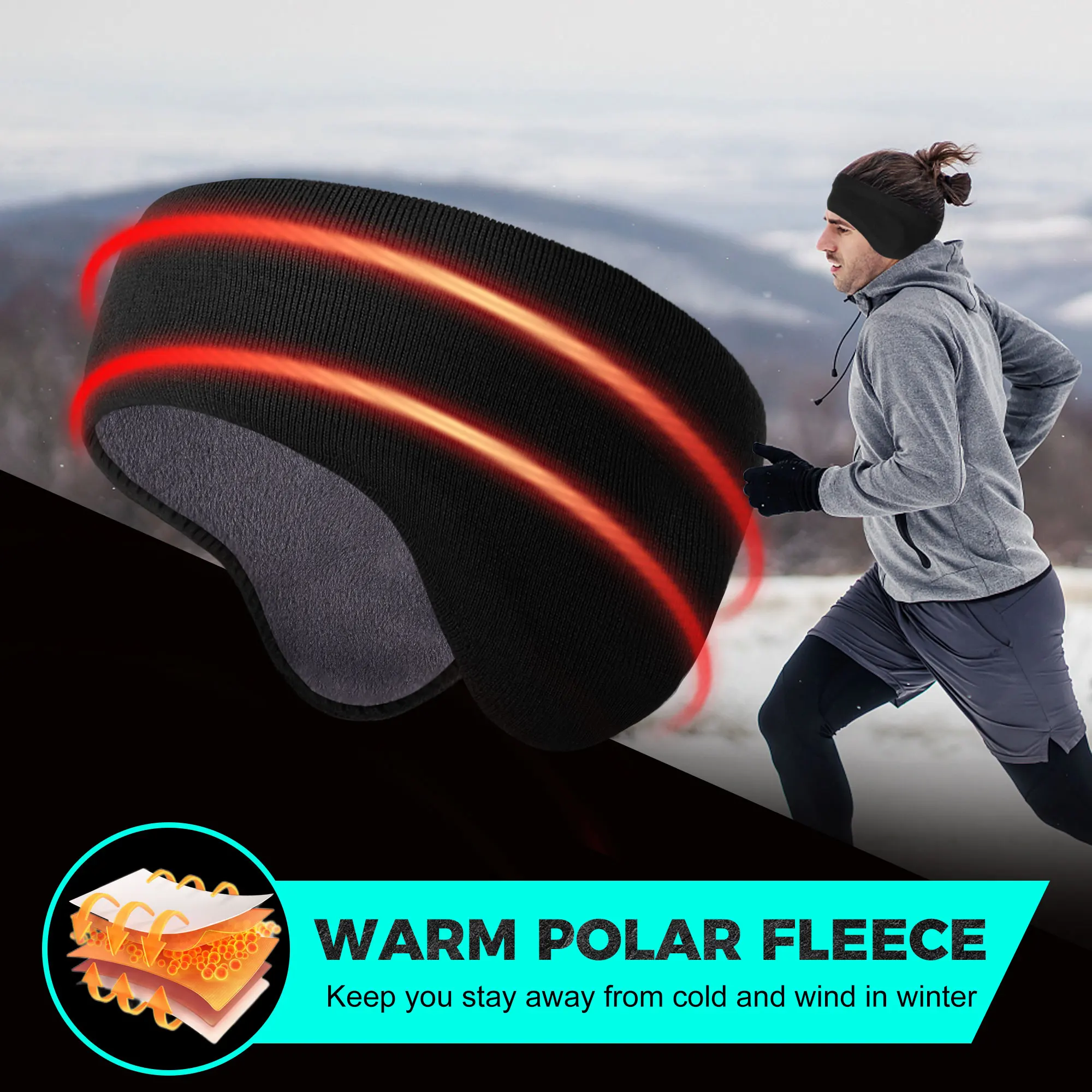Diadema térmica antiviento doble capa – Tubular running outdoor Deportes - imagen 5
