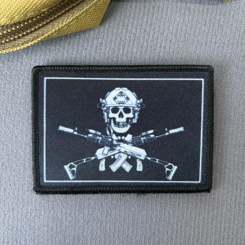 Parches tácticos de moral de esqueleto "Russian Roger", cazador de cabeza, parche de gancho y bucle impreso de PU, insignia de Chevron militar, pegatinas para mochila - imagen 5