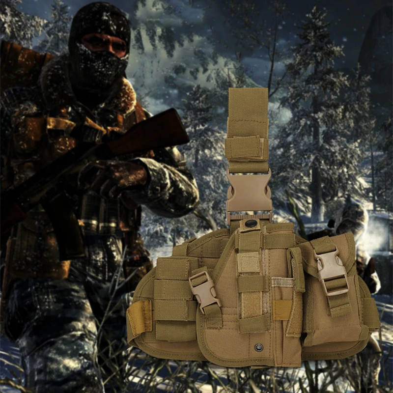 Funda táctica Universal para pistola, bolsa para pistola hasta el muslo, arnés para piernas, funda para pierna de caza MOLLE desmontable ajustable para exteriores CS - imagen 2