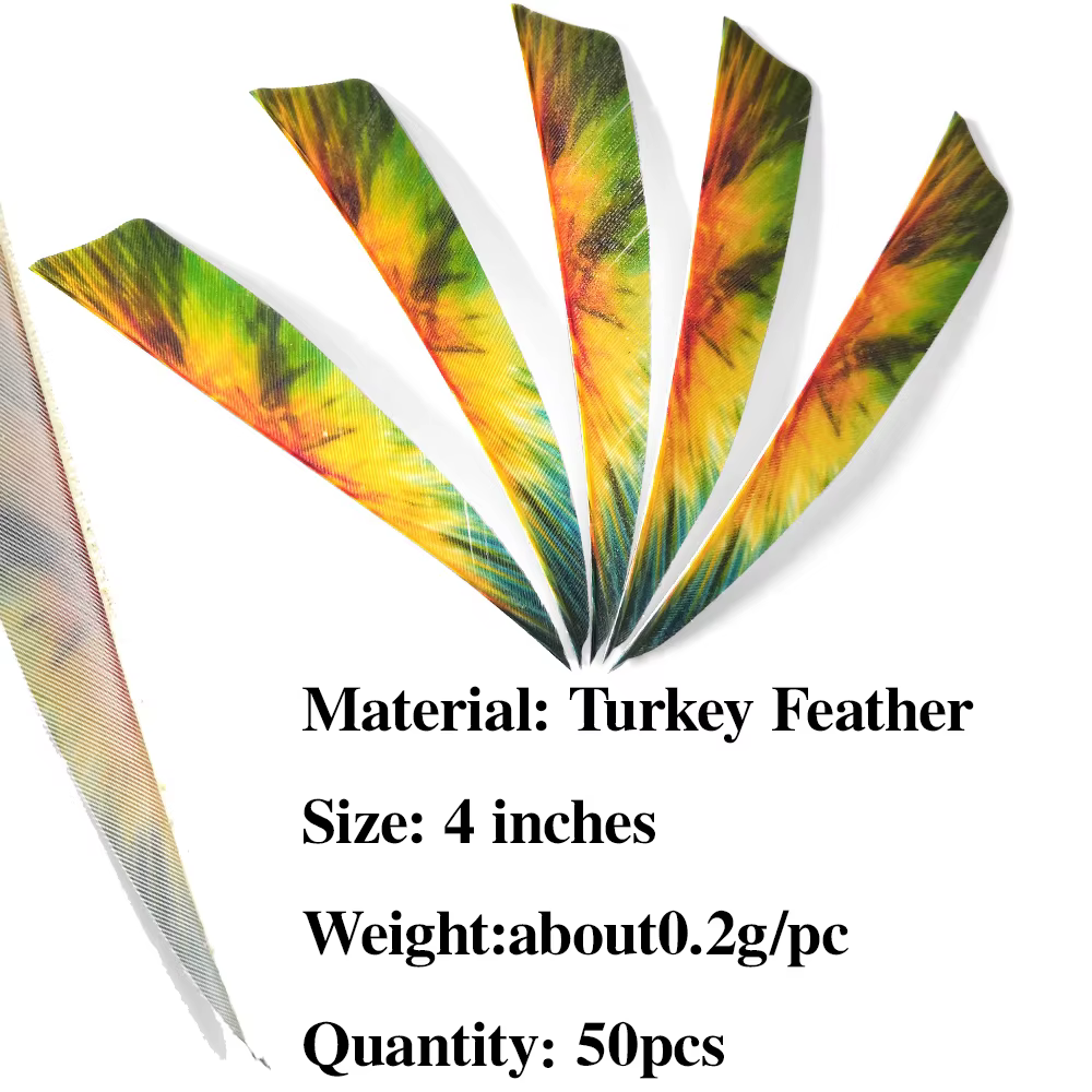 Pack 50 plumas deflectoras para flechas, Arco y caza 9 colores 4 pulgadas - imagen 2