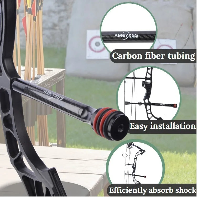 Barra de equilibrio de tiro con arco de 6/8/10/12 pulgadas, amortiguador de carbono, estabilizador de arco compuesto, amortiguador de tiro, práctica de objetivo de caza - imagen 3