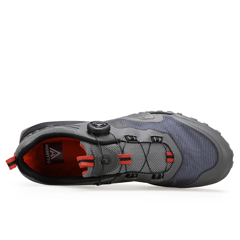 Humtto zapatos de senderismo para hombre al aire libre primavera otoño zapatillas deportivas con absorción de impactos zapatos de trekking todoterreno negros botines casuales - imagen 2