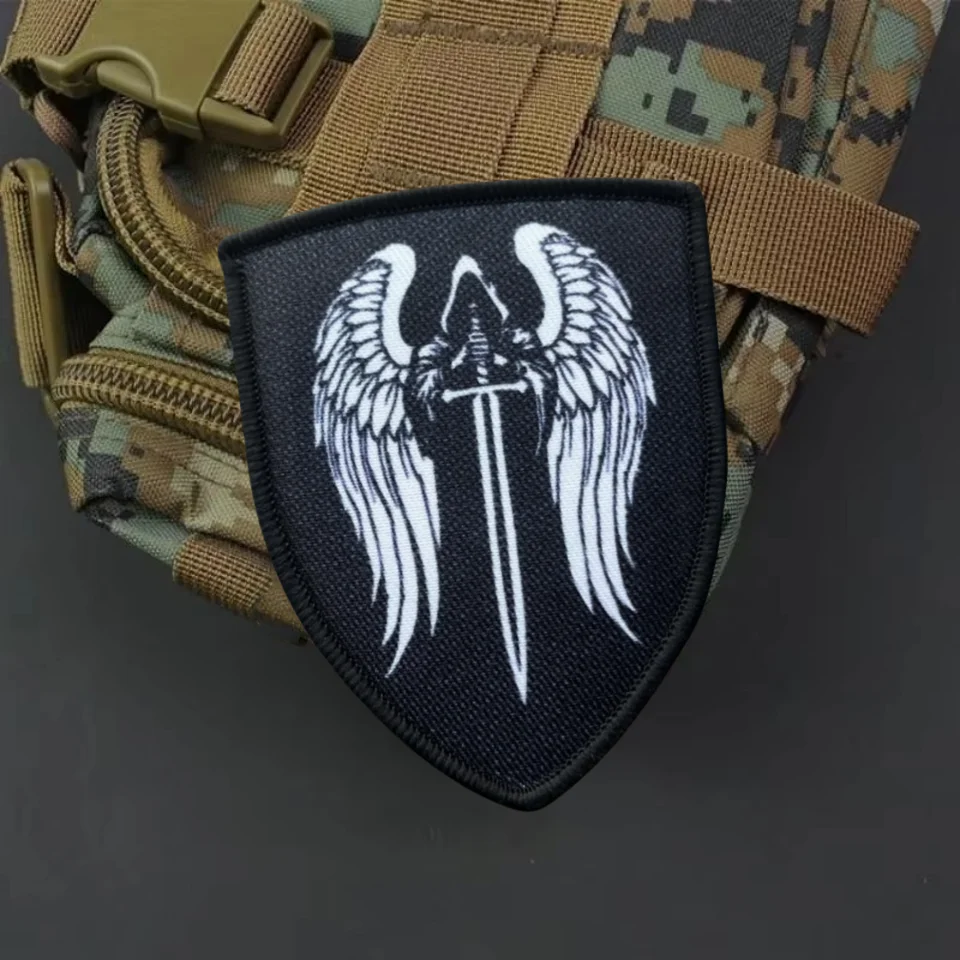 Parche táctico de Ángel puniente, emblema de gancho y bucle impreso, insignia de moral militar, brazalete, pegatinas para mochila - imagen 3