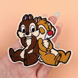 Lindo parche bordado de ardilla de dibujos animados hermanos parches de hierro para ropa termoadhesivos parches en ropa DIY coser insignias