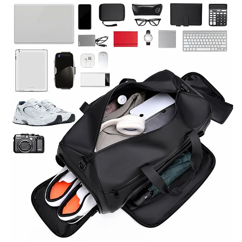 Bolsa de lona para gimnasio, Fitness, Yoga, viaje, bolso seco y húmedo, para acampar al aire libre, senderismo, natación, con paquete de zapatos, bolso de equipaje de fin de semana - imagen 5