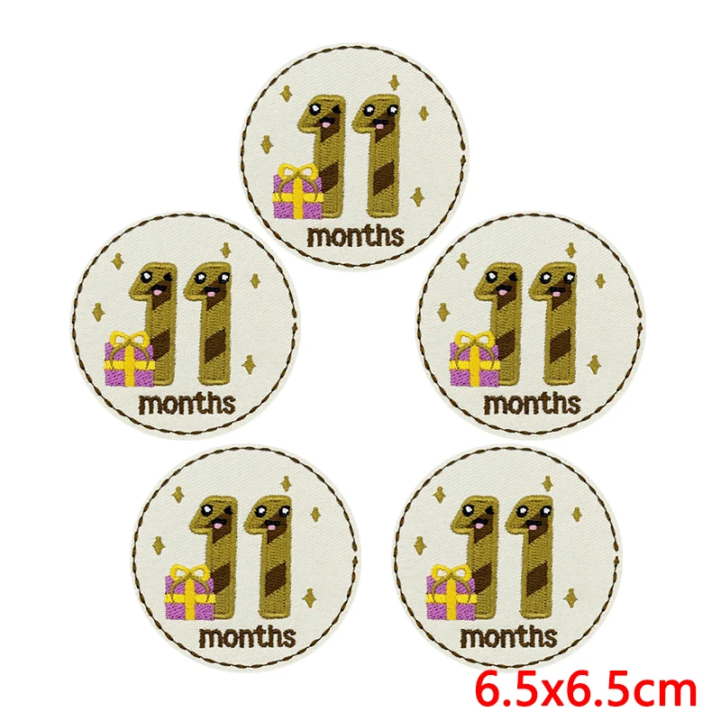 10 unids/lote DIY 12 meses parches bordados para ropa regalos de cumpleaños parche para planchar en sombrero mochila números insignias bordadas - imagen 4