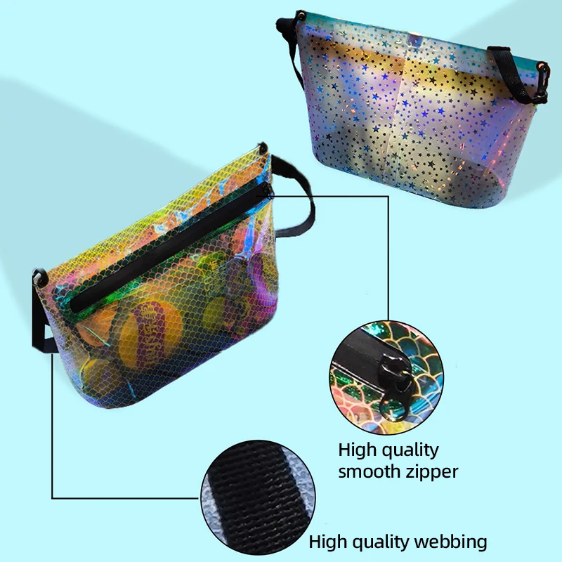 Bolso cruzado de maquillaje para natación de Color deslumbrante, paquete de cosméticos para mujer, estuche de belleza con cremallera impermeable para chica, bolso para exteriores, bolsas de playa - imagen 2