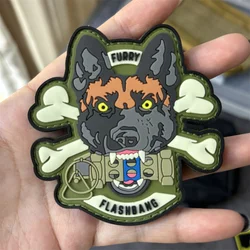 Parche táctico peludo Flashbang K9 para perro, parche de PVC para ropa, insignia de moral, gancho, parches militares, accesorios para mochila, brazalete