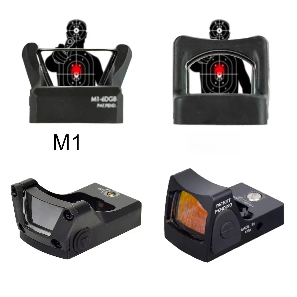 Mira táctica M1 M2 con punto rojo y verde, mira réflex 3MOA, mira telescópica de caza con soporte 1913 para pistola de Rifle Airsoft, riel de 20mm - imagen 3