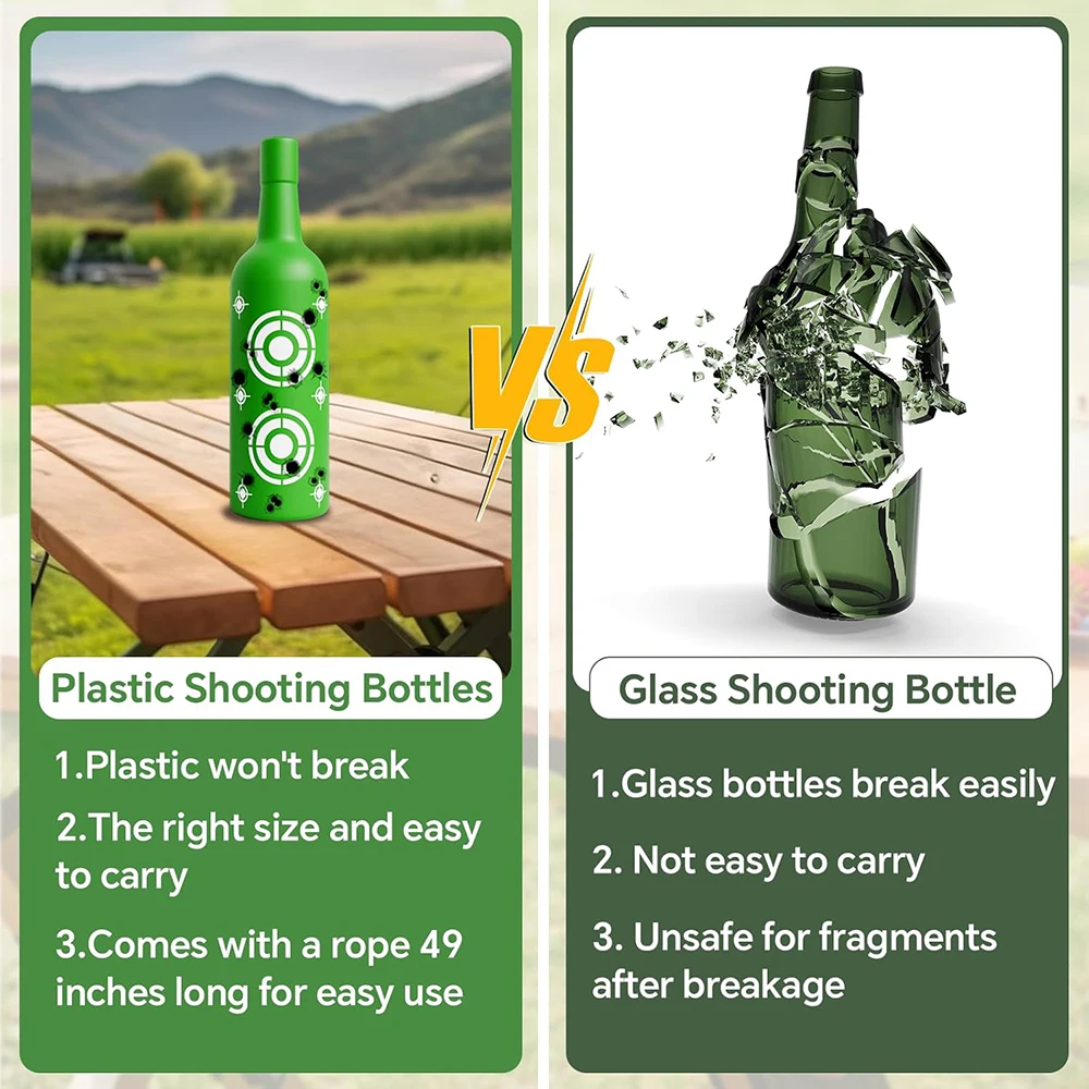 Paquete de 6 objetivos de tiro de botellas de plástico, objetivos colgantes coloridos con cuerda para tiro en el patio trasero, tiro en interiores y exteriores - imagen 4