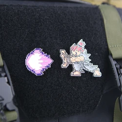 Parche táctico metal píxel Shakunetsu Hadoken para mochila con gancho
