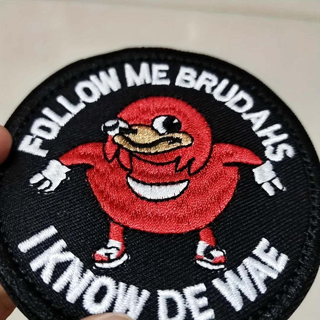 parches velcro mochila tácticos de bordados Parche táctico Morton Home-Ugandan Knuckles "Follow me negro divertido Meme Velcros parche aplique gancho y bucle para equipo militar, 1 ud. - imagen 2