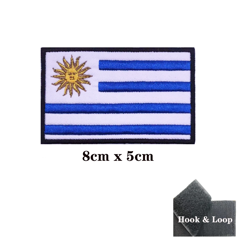 Parches de bandera de Uruguay, brazalete, parche bordado, gancho y bucle, insignia bordada con hierro, raya militar - imagen 3