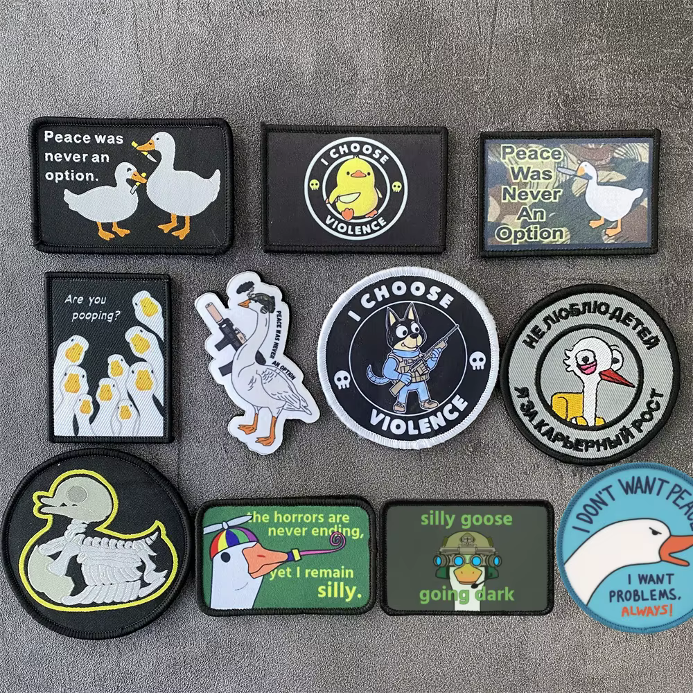 Parche táctico estampado pato para mochila, ropa y sombrero