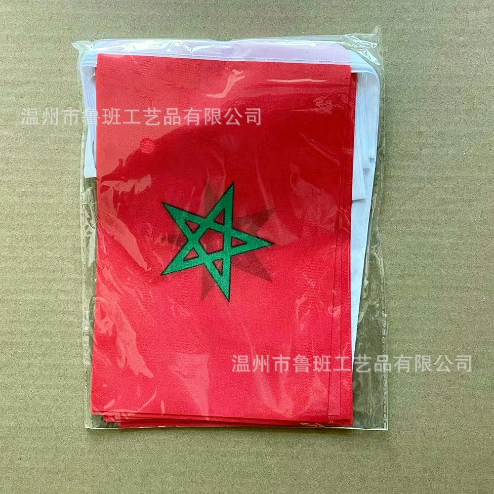 Banderines SKY FLAG Marruecos, 14x21cm, 20 unids/lote, banderas de cuerda de Marruecos, banderín, pancarta, fiesta, vacaciones para decoración - imagen 2