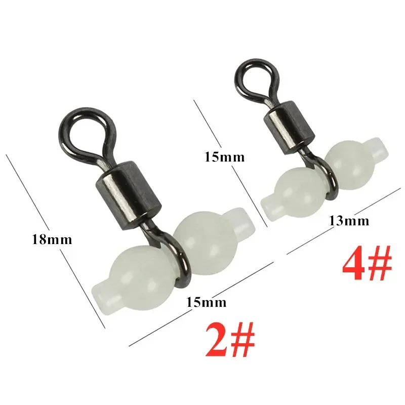 10 unids/lote de conectores giratorios luminosos para pesca, conector de anzuelo para aparejos de mar, pesca nocturna, pesca de agua dulce y mar - imagen 5