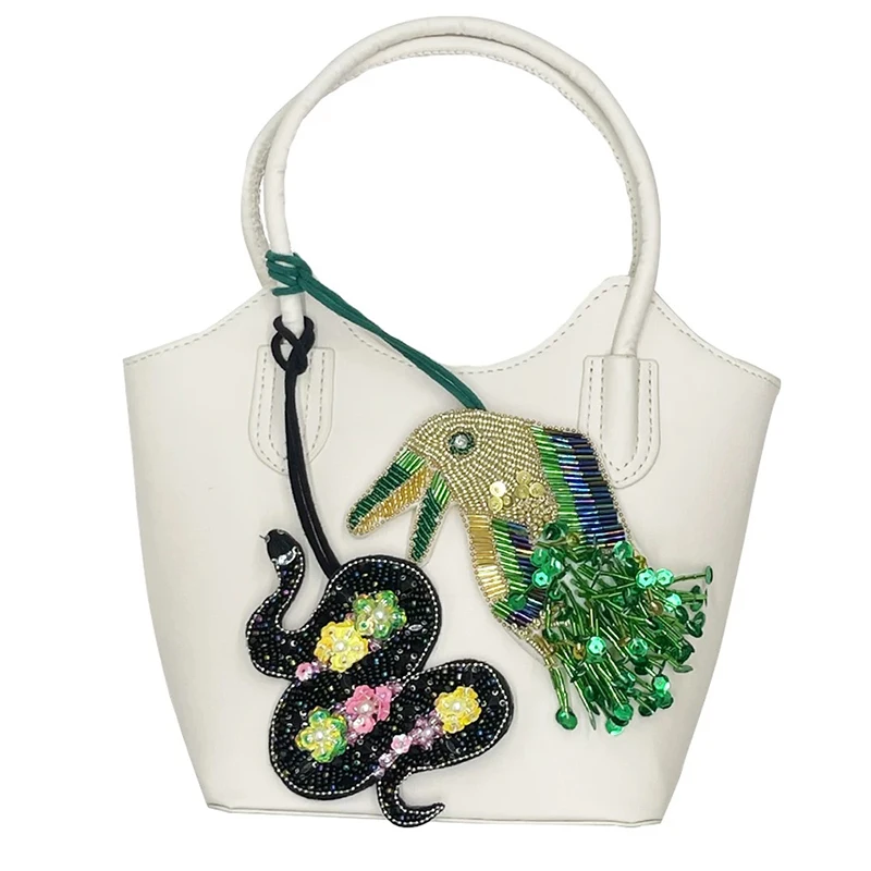 Colgante de cuentas de langosta con diamantes de imitación hecho a mano en 3D, parches de cuerda colgantes de animales, apliques para bolso, cordón, llavero, bolso, colgante para mochila - imagen 4