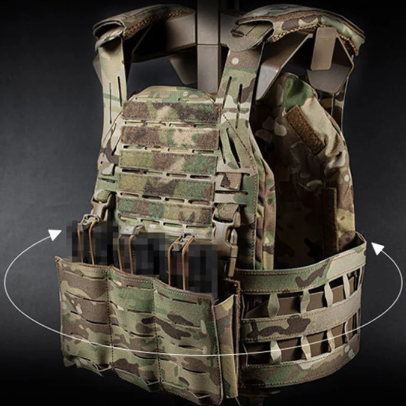 Portador de placa táctica MOLLE, chaleco de caza con Triple frontal, bolsa de revista 5,56, protección para Paintball Airsoft, chaleco táctico - imagen 3