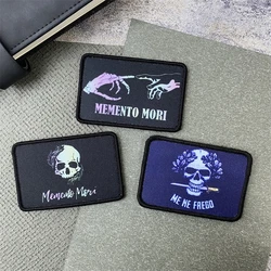 Memento Mori esqueleto táctico militar impresión parche brazalete moral insignia gancho y bucle mochila sombrero accesorios pegatinas