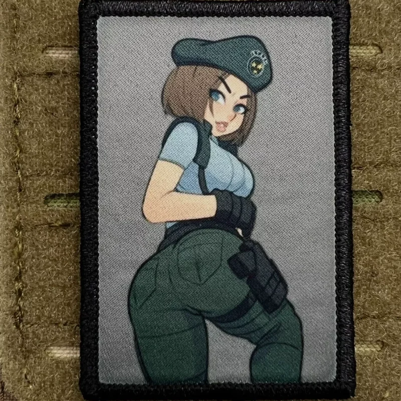 Parche táctico Resident Evil Jill Valentine Morale, parches de gancho y bucle impresos, insignia del ejército militar, brazalete, pegatinas para mochila