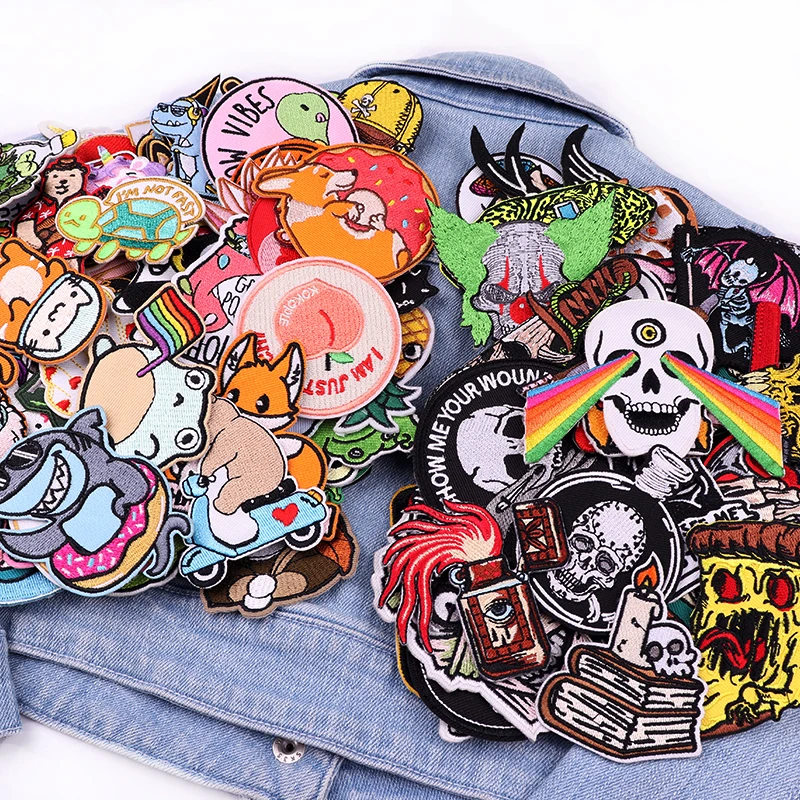 Parche bordado de animales, pegatina de costura Punk/calavera para planchar en la ropa, 10/20/30/40/50 piezas - imagen 5