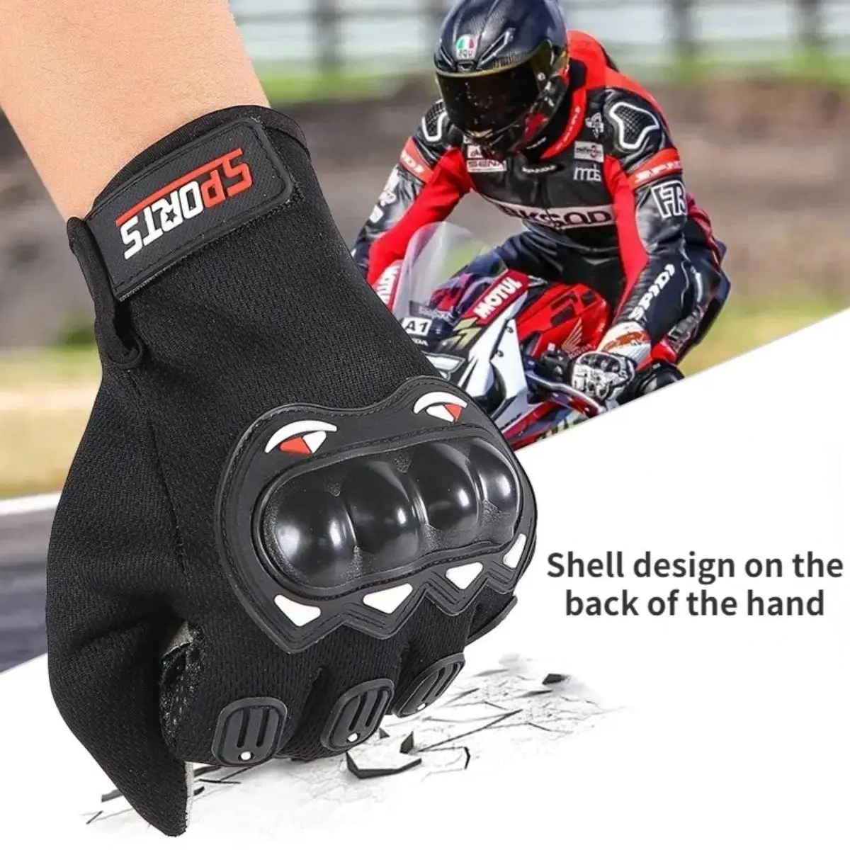 Guantes de motocicleta de medio dedo, protectores de nudillos tácticos, guantes de Motocross, guantes de trabajo duraderos para montar - imagen 3