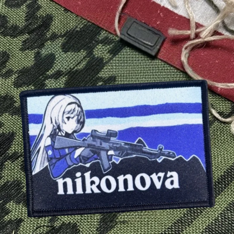 Parche estampado de Anime Gun Girl, chaleco táctico, gancho y bucle, sombrero, insignia de moral, mochila, pegatinas decorativas, parches para brazalete para ropa - imagen 4