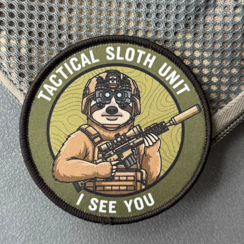 Parche táctico Unidad Sloth I See You impreso de velcro para mochila - imagen 2