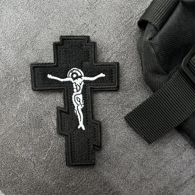 Parche de cruz de Jesús, insignias de moral táctica bordadas en la ropa, parches militares con gancho, pegatinas para mochila, brazalete - imagen 4