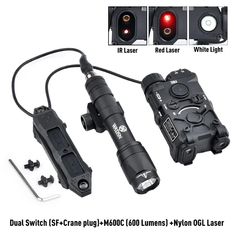 WADSN táctico Nylon OGL rojo azul verde IR estroboscópico láser Surefir M600 M300 linterna arma de caza luz doble interruptor de presión - imagen 2