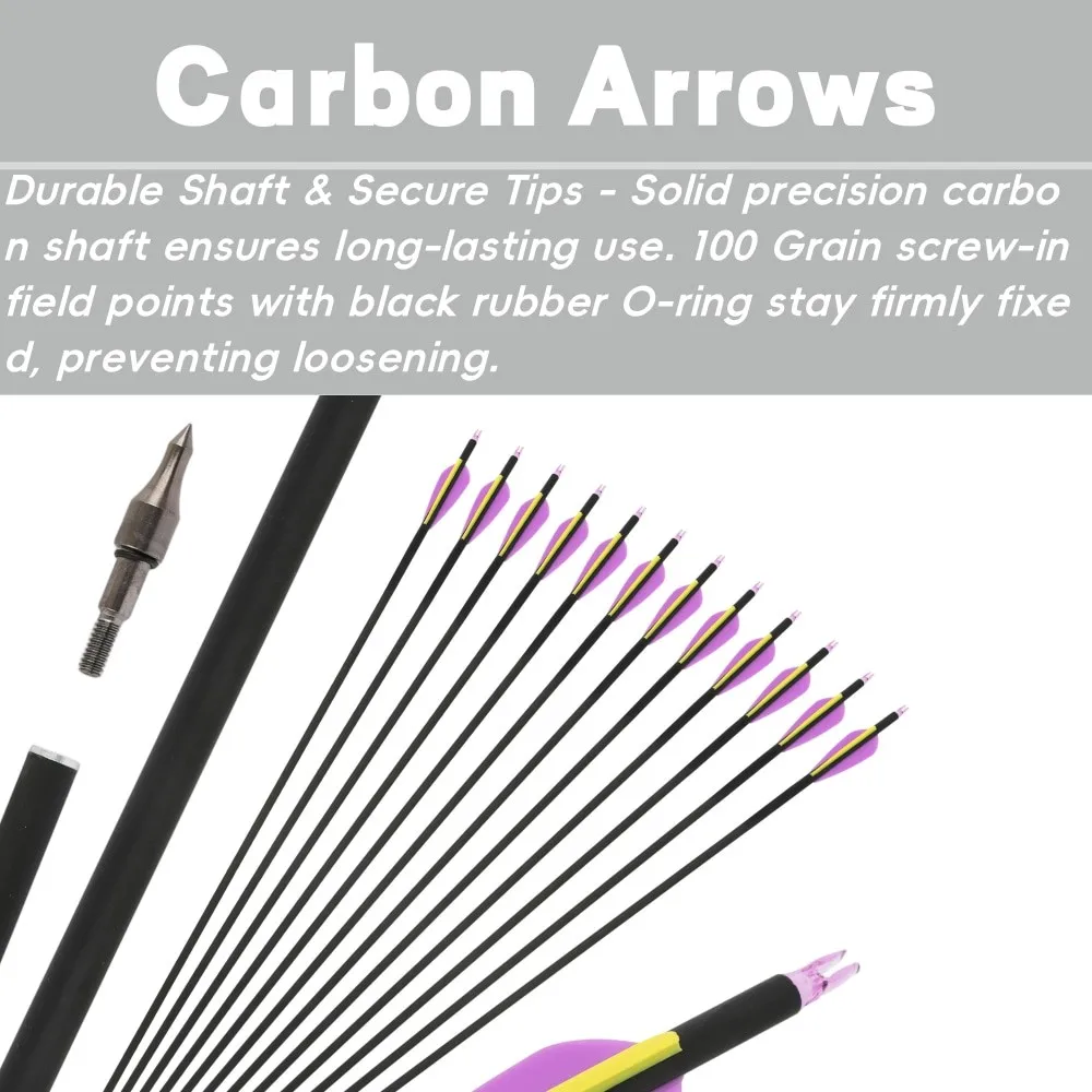 31,5 ''columna vertebral 500 mezcla de tiro con arco flecha de carbono puntas de 100gr paletas de goma de 3 pulgadas arco recurvo compuesto caza tiro práctica de objetivo - imagen 4