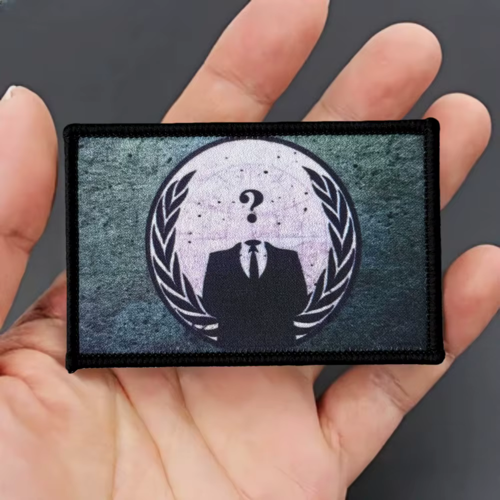Parche táctico moral hacker anónimo con gancho y bucle para MOLLE - imagen 2