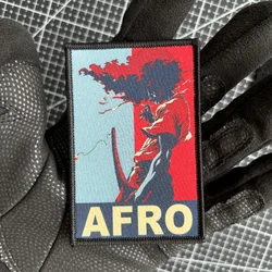 Parche táctico samurái afro – insignia moral rojas y azules para ropa