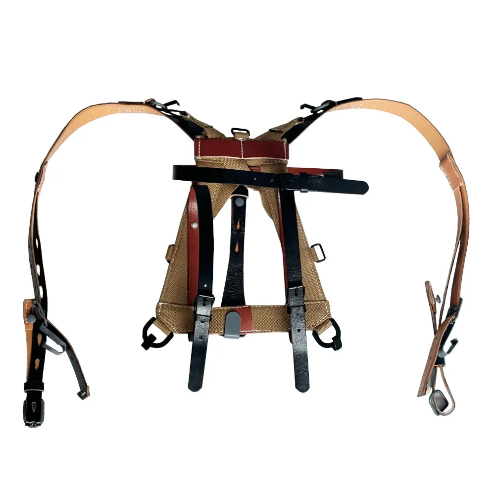 WW 2 Alemania equipo combinado de marco A usado con cinturón tipo Y mochila de cuero alemán