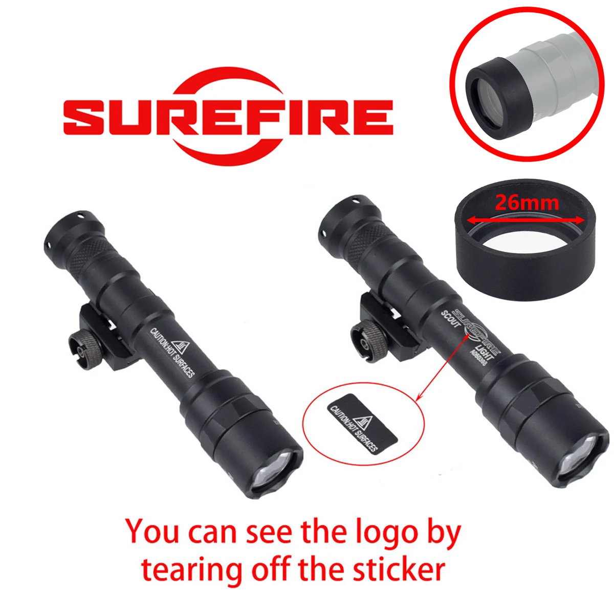 Cubierta de linterna táctica, Protector de lente personalizado para Surefire M300 M300B M600 M600B, armas Airsoft, Rifle, pistola, luz de caza