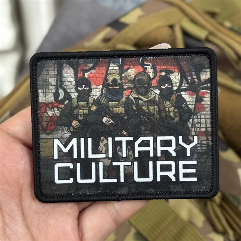 Parche táctico con estampado de "CULTURA MILITAR" para ropa, insignias de moral, parches militares con gancho, pegatinas para mochila - imagen 3