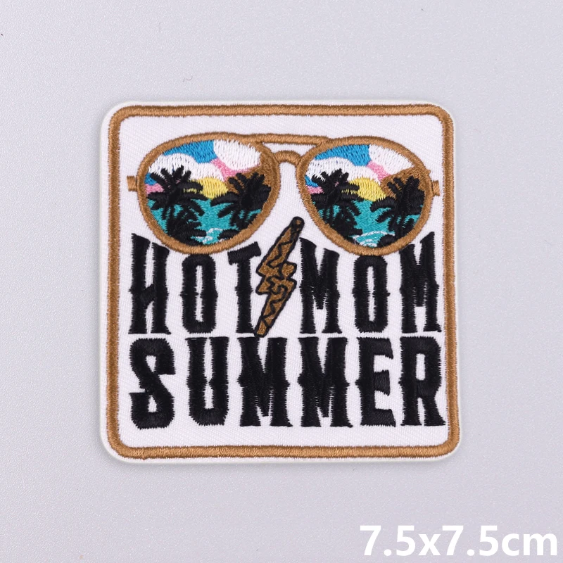 Parche bordado de playa de verano, parches para planchar para ropa, parches termoadhesivos para ropa, apliques Fusibles con letras de dibujos animados DIY - imagen 2