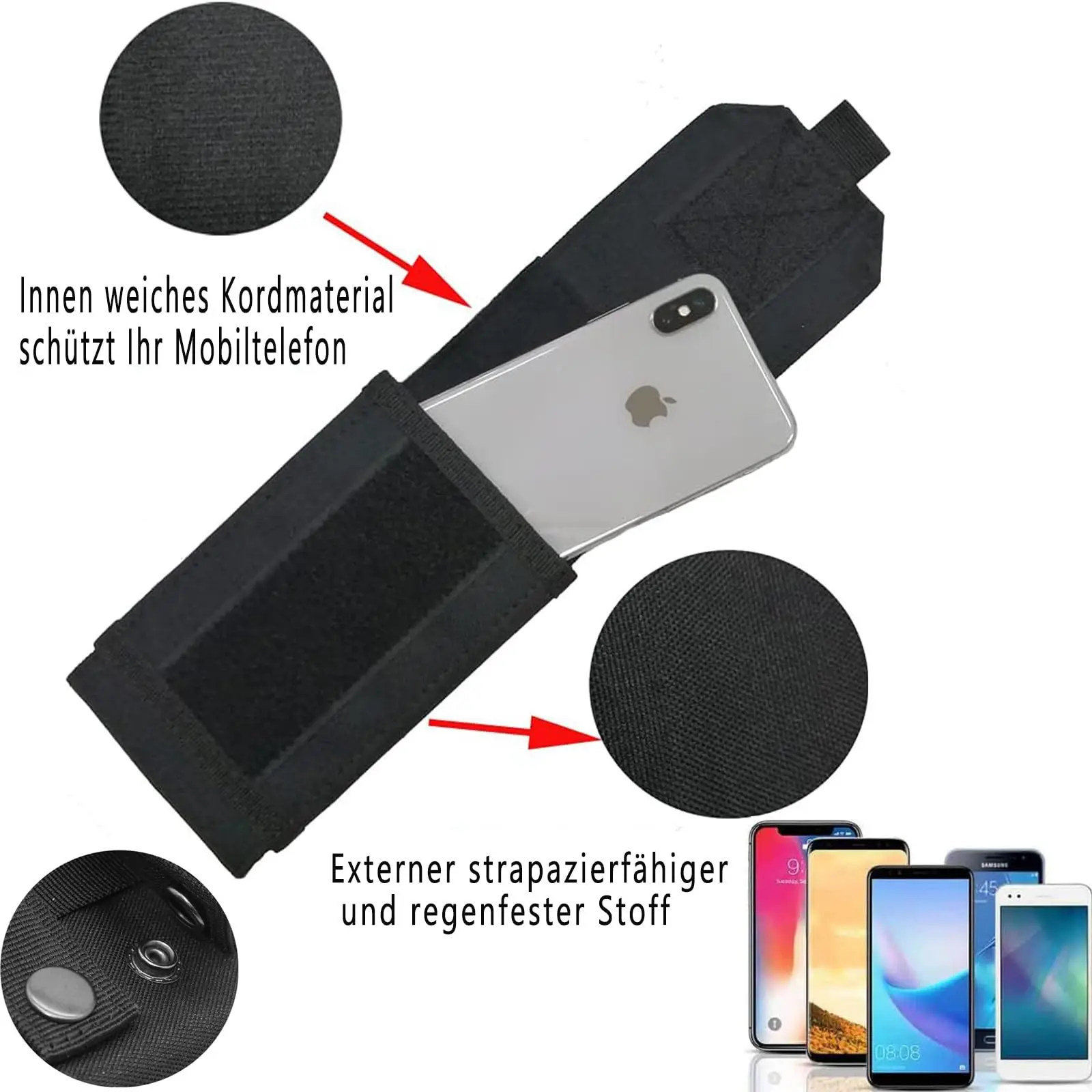 Funda Universal para cinturón, funda para teléfono móvil al aire libre, funda Molle de camuflaje militar negro para teléfono móvil, funda para cinturón - imagen 5