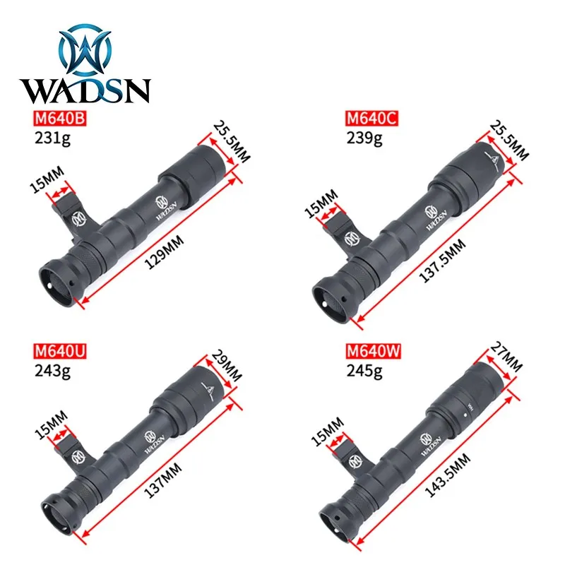 WADSN-linterna táctica M640, luz para Rifle, M640B, M640W, M640C, M640U, M640V, Airsoft Scout, Mlok Keymod, compatible con riel de 20mm - imagen 2